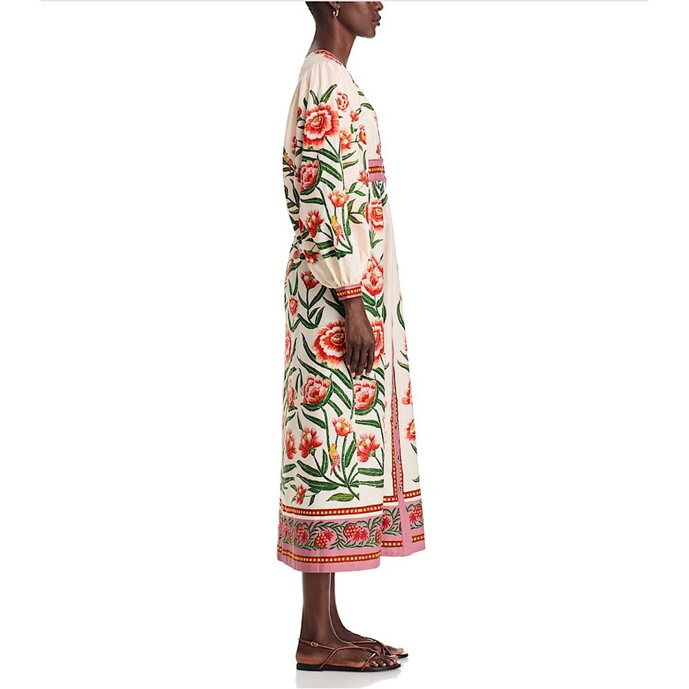 FARM Rio Floral Embroidered Midi Dress - Cream and Red - Picture 4 of 12
